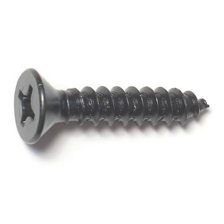 Midwest Fastener Sheet Metal Screw, #14 x 1-1/4 in, Black Steel Flat Head Phillips Drive, 6 PK 79468